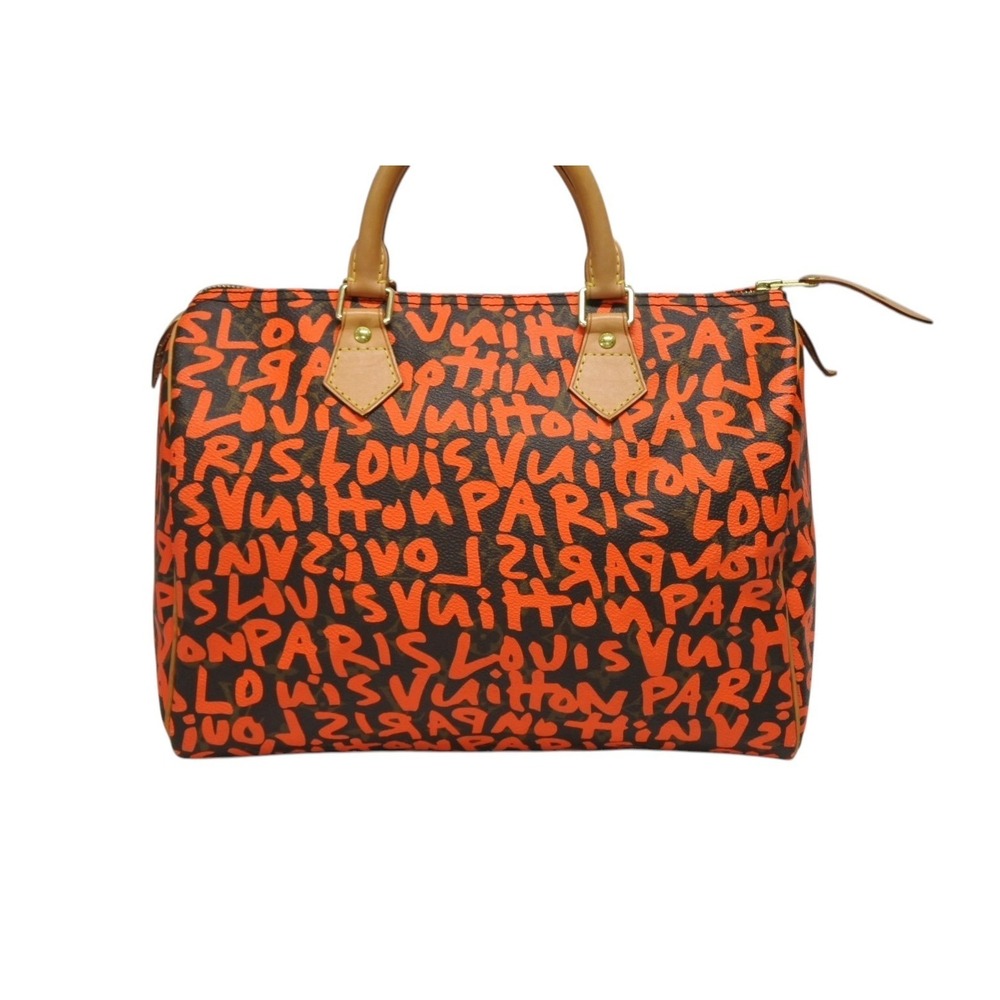Louis Vuitton Orange handbag Sprouse Stephen Monogram Speedy Graffiti